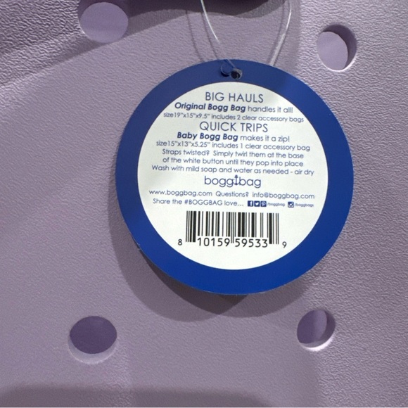 Baby Bogg Bag Pastel Purple Lilac Tote NWT 15”x13”x5.25” - Picture 5 of 5